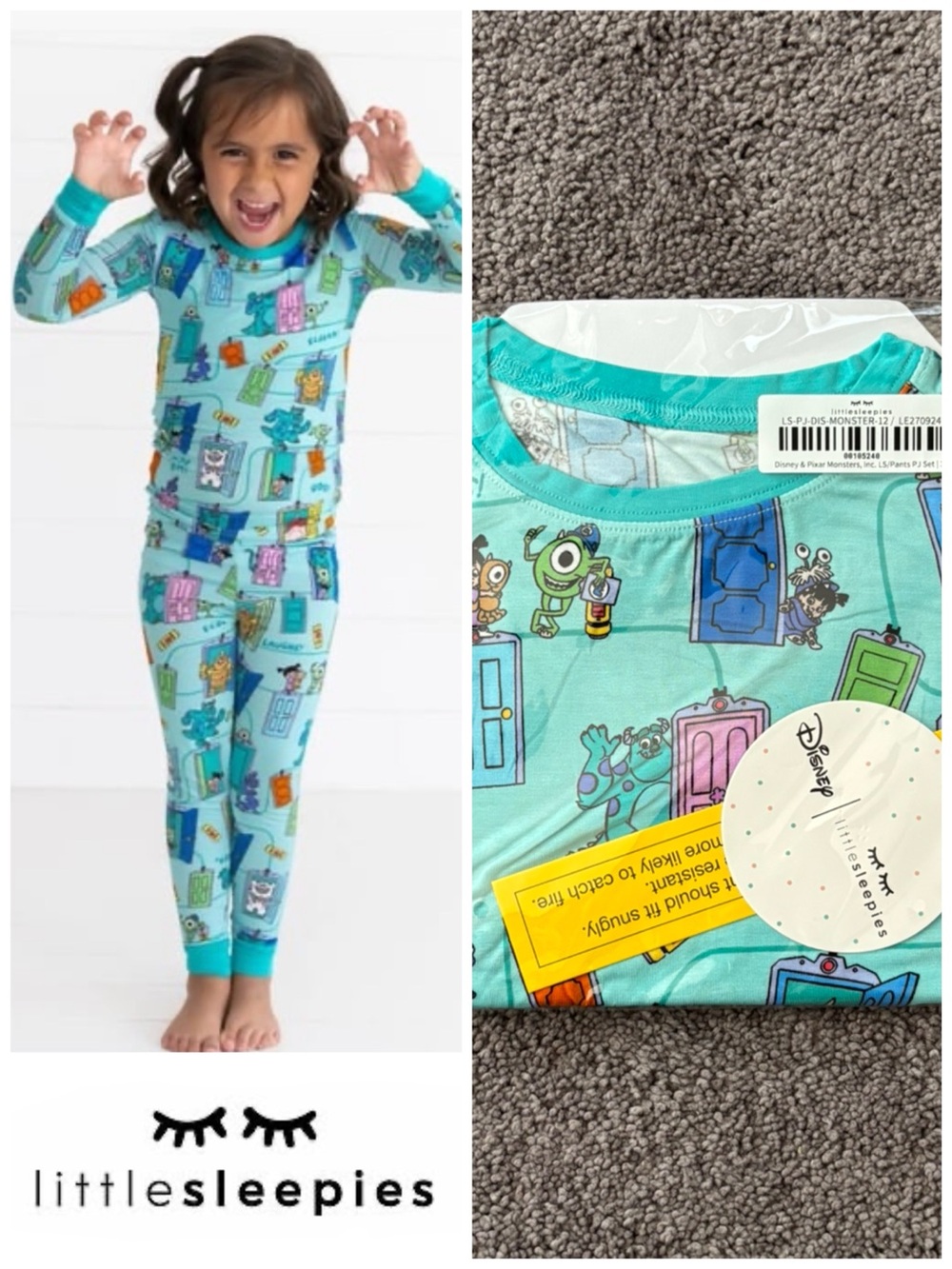 Little Sleepies Monsters Inc PJ Set 3T